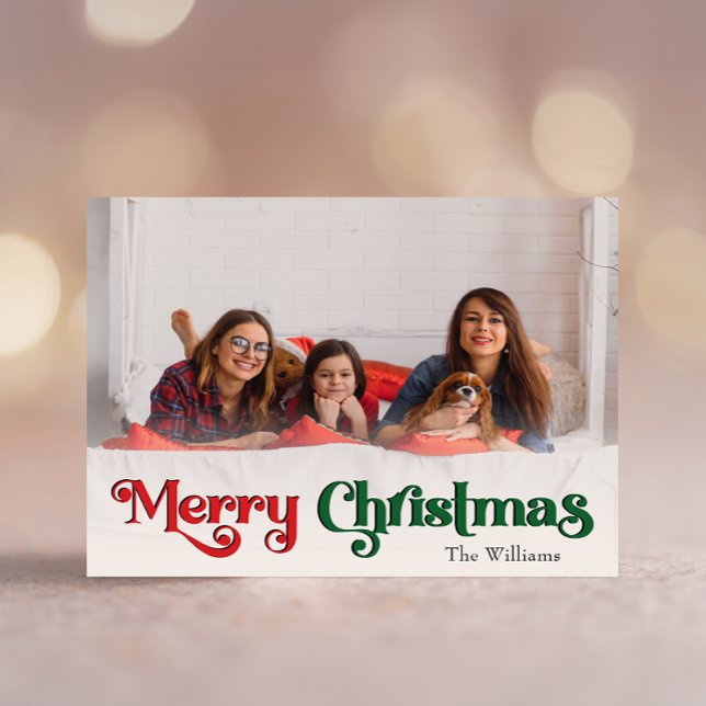Cartes Pour Fêtes Annuelles Classique Simple Joyeux Noël Plein Photo (Créateur téléchargé)