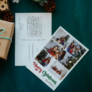 Cartes Pour Fêtes Annuelles Classique Simple Joyeux Noël Vertical Cinq Photo