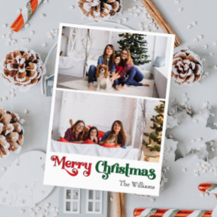 Cartes Pour Fêtes Annuelles Classique Simple Joyeux Noël Vertical Deux Photo