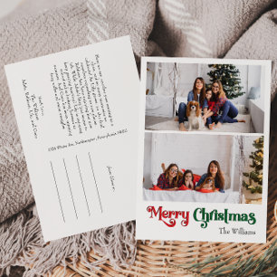 Cartes Pour Fêtes Annuelles Classique Simple Joyeux Noël Vertical Deux Photo