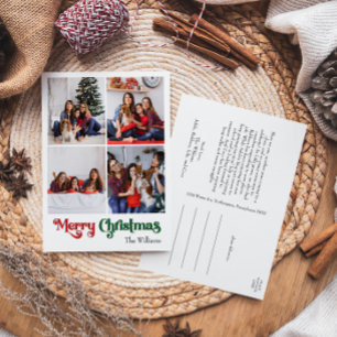 Cartes Pour Fêtes Annuelles Classique Simple Joyeux Noël Vertical Quatre Photo