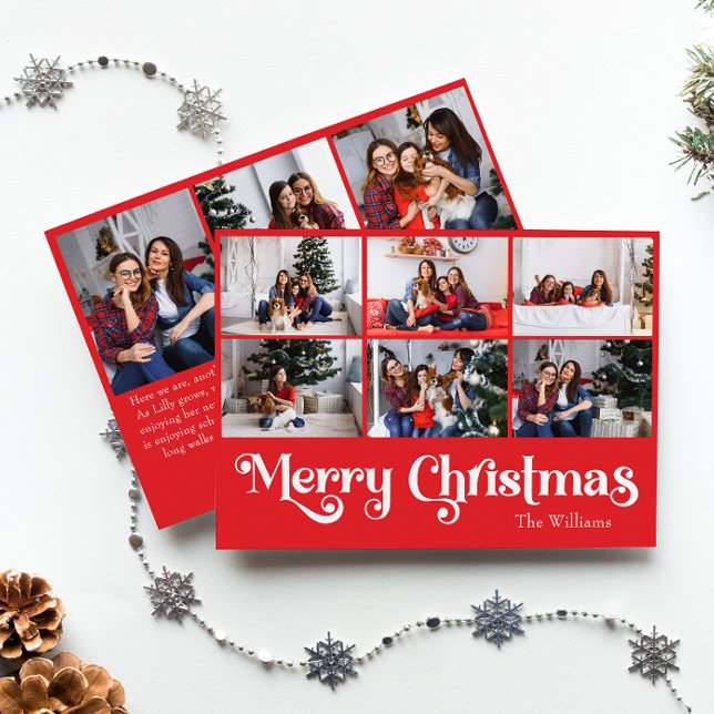 Cartes Pour Fêtes Annuelles Classique Simple Rouge Joyeux Noël Neuf Photo (Créateur téléchargé)
