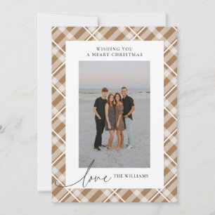 Cartes Pour Fêtes Annuelles Classique Tan Tartan Plaid Love Christmas Photo