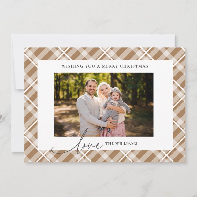 Cartes Pour Fêtes Annuelles Classique Tartan Brown Plaid Photo personnalisée N (Devant)