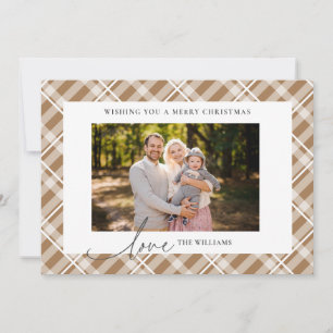 Cartes Pour Fêtes Annuelles Classique Tartan Brown Plaid Photo personnalisée N