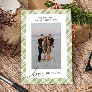 Cartes Pour Fêtes Annuelles Classique Tartan vert Plaid Love Christmas Photo