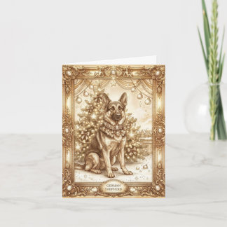 Cartes Pour Fêtes Annuelles Classique Vintage Berger Allemand Noël