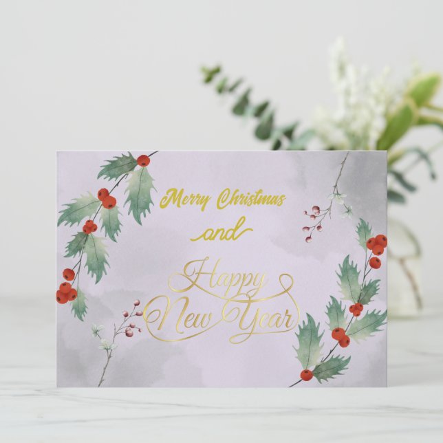 Cartes Pour Fêtes Annuelles Classy Christmas & New Year Card avec logo 2026 (Debout devant)