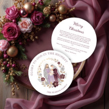 Classy Deep Plum Glitter Holy Nativity Christmas