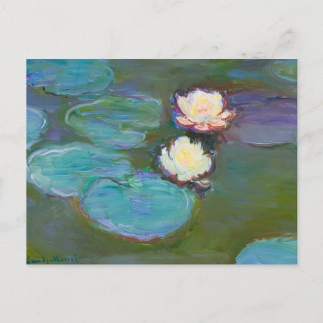 Cartes Pour Fêtes Annuelles Claude Monet Impressionniste L'Eau Lillies Nymphea (Devant)