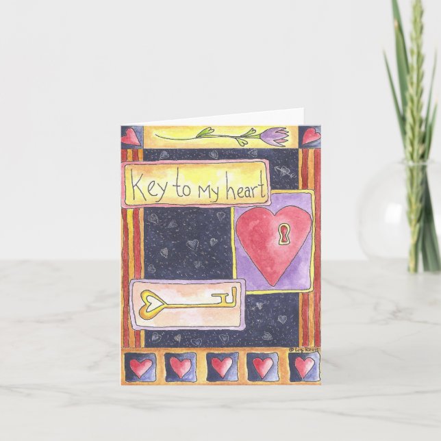 Cartes Pour Fêtes Annuelles Clé de mon coeur (Devant)