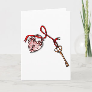 Cartes Pour Fêtes Annuelles Clé de mon coeur ~ Rouge