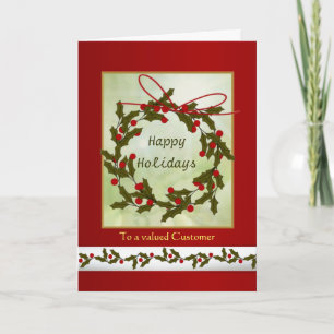 Cartes Pour Fêtes Annuelles Clients de Noël d'affaires - guirlande de houx