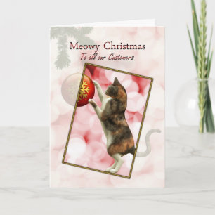 Cartes Pour Fêtes Annuelles Clients, Meowy Christmas