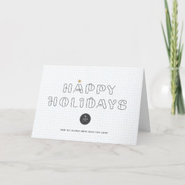 Cartes Pour Fêtes Annuelles Clips papier Joyeux Vacances Blue Grids Business