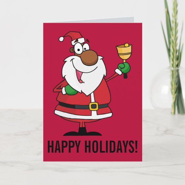 Cartes Pour Fêtes Annuelles Cloche sonnant Noir Père Noël (Devant)