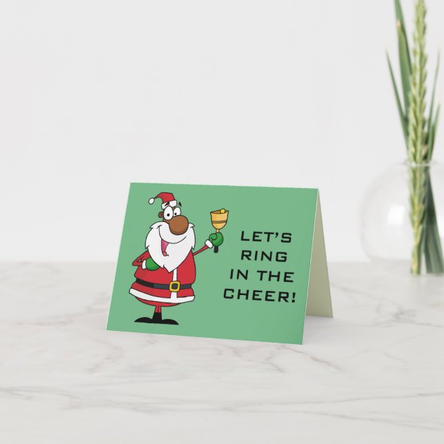 Cartes Pour Fêtes Annuelles Cloche sonnant Noir Père Noël (Devant)