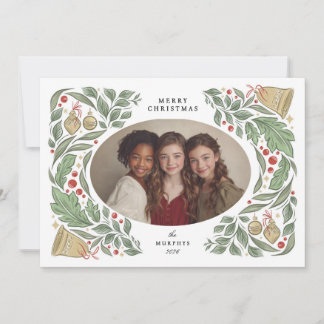 Cartes Pour Fêtes Annuelles cloches de noël classique et feuillage | fêtes