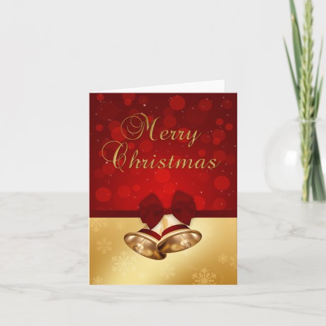 Cartes Pour Fêtes Annuelles Cloches de Noël dorées (Devant)