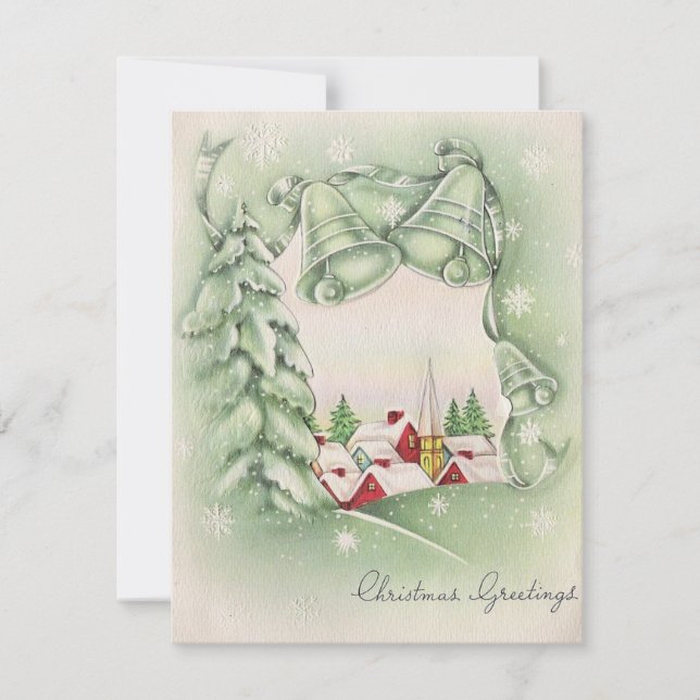Cartes Pour Fêtes Annuelles Cloches de Noël rétro des années 1950 (Devant)