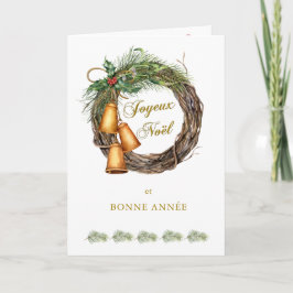 Cartes Pour Fêtes Annuelles Cloches de pin Holly de Noël