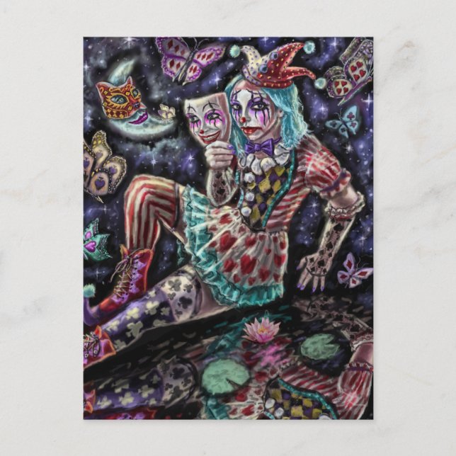 Cartes Pour Fêtes Annuelles Clown avec masque (Devant)