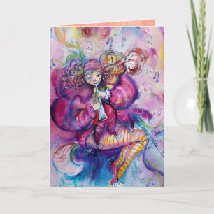 Cartes Pour Fêtes Annuelles CLOWN MUSICALE ET PINK SPARKLES Saint-Valentin