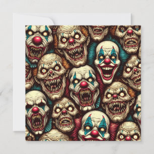 Cartes Pour Fêtes Annuelles Clown Zombie Halloween effrayant et sinistre