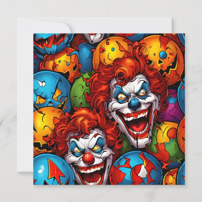 Cartes Pour Fêtes Annuelles Clowns effrayants Halloween (Devant)