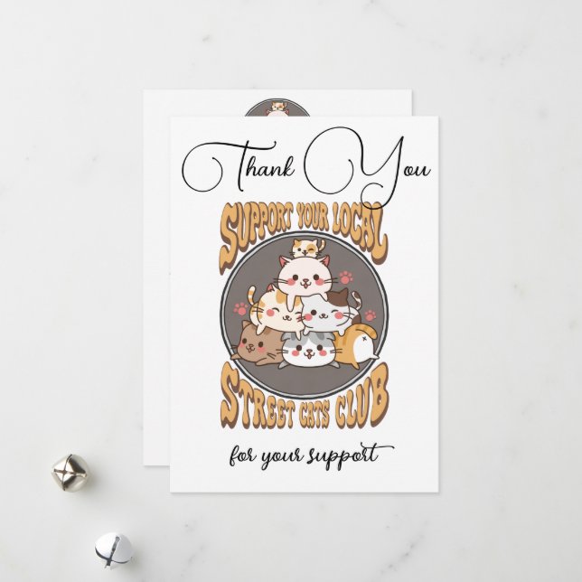 Cartes Pour Fêtes Annuelles Club de chats de rue sur mesure (Devant/Arrière en situation)