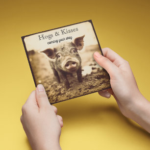 Cartes Pour Fêtes Annuelles Cochon dans la boue, câlins et baisers, personnali