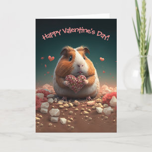Cartes Pour Fêtes Annuelles Cochon de Guinée mignonne avec coeur Saint Valenti