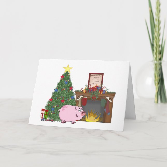 Cartes Pour Fêtes Annuelles Cochon de Noël (Devant)