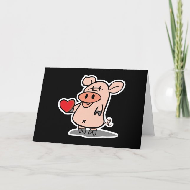 Cartes Pour Fêtes Annuelles cochon de valentine (Devant)