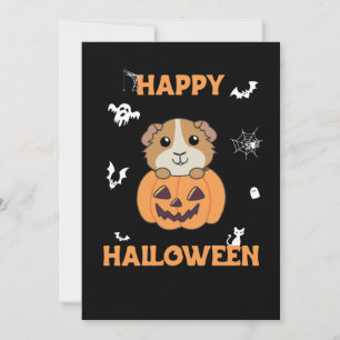 Cartes Pour Fêtes Annuelles Cochon d'Inde Citrouille Doux Animaux Joyeux Hallo