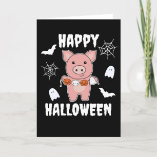 Cartes Pour Fêtes Annuelles Cochon Happy Halloween Citrouille Chat costume