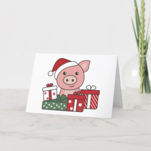 Cartes Pour Fêtes Annuelles Cochon Noël Cadeau Animaux d'hiver Cochons
