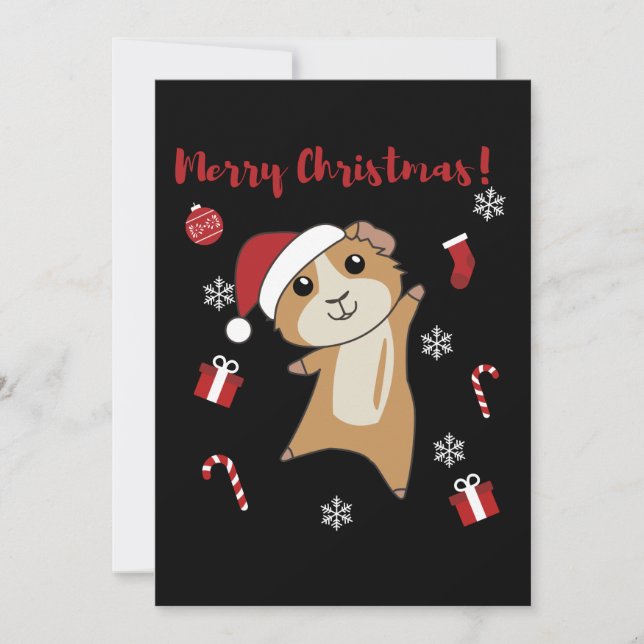 Cartes Pour Fêtes Annuelles Cochons d'Inde Noël Animaux d'hiver (Devant)