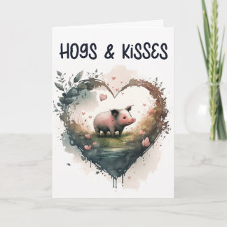 Cartes Pour Fêtes Annuelles Cochons drôles et bisous Cochon Saint-Valentin