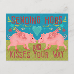 Cartes Pour Fêtes Annuelles Cochons drôles et mignons et bisous Envoi d'amour