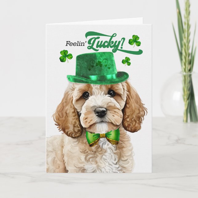 Cartes Pour Fêtes Annuelles Cockapoo Dog Lucky St Patrick's Day (Devant)