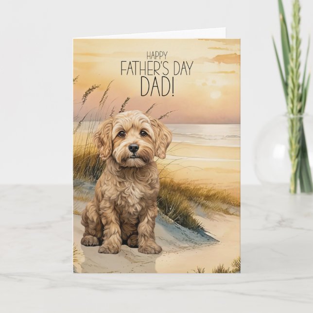 Cartes Pour Fêtes Annuelles Cockapoo Sunset Beach Father's Day (Devant)