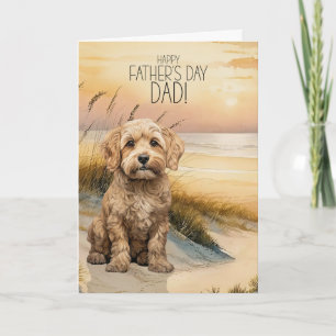 Cartes Pour Fêtes Annuelles Cockapoo Sunset Beach Fête des Pères