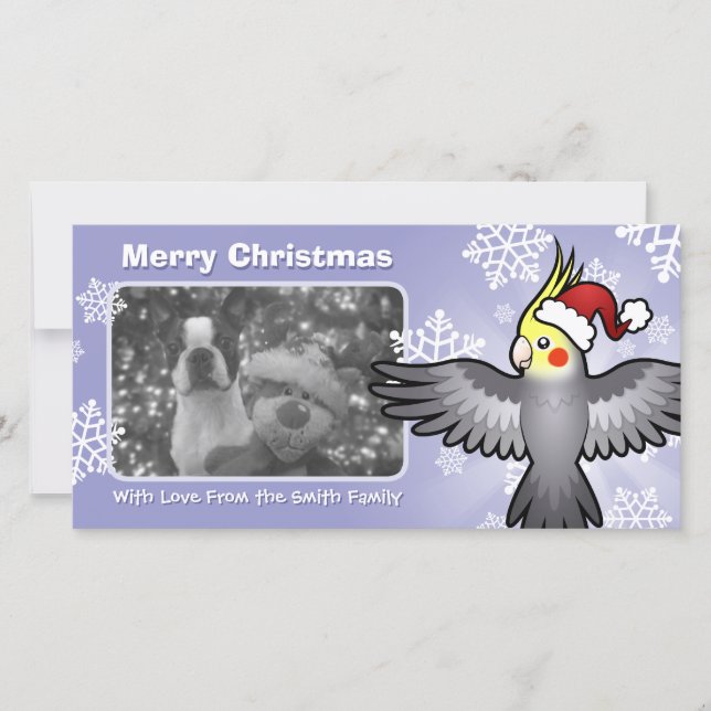 Cartes Pour Fêtes Annuelles Cockatiel de Noël (Devant)