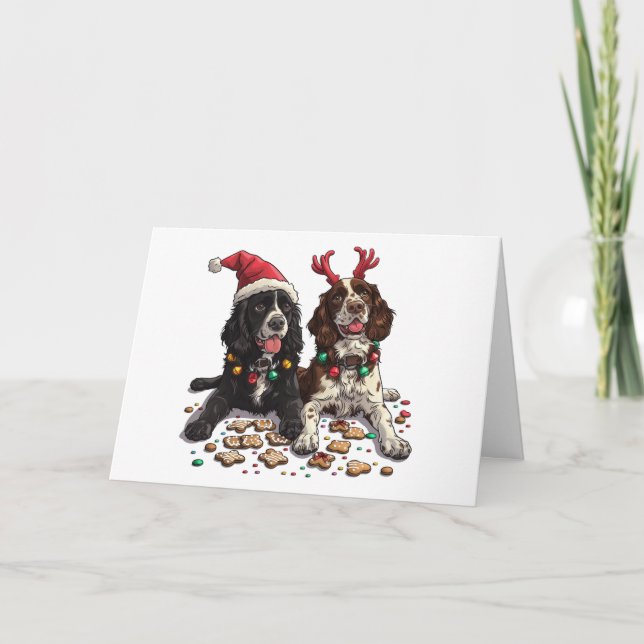 Cartes Pour Fêtes Annuelles Cocker de Noël Chiens espagnols (Devant)
