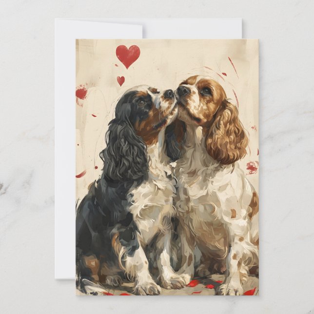 Cartes Pour Fêtes Annuelles Cocker spaniel  la Saint-Valentin (Devant)