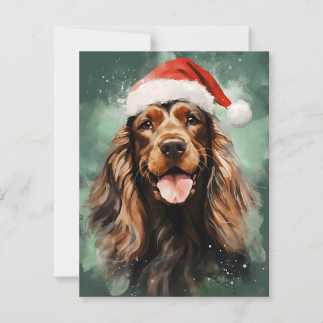 Cartes Pour Fêtes Annuelles Cocker Spaniel peinture à la brosse de Noël (Devant)