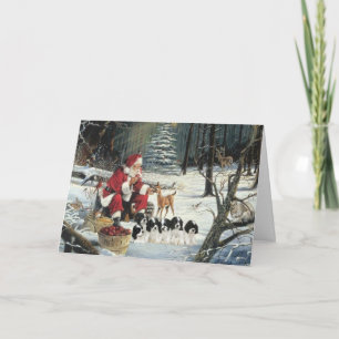 Cartes Pour Fêtes Annuelles Cocker Spaniel Puppies Père Noël Woods Christmas C
