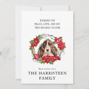Cartes Pour Fêtes Annuelles Cocker Spaniel Tête Brown Aquarelle Poinsettia