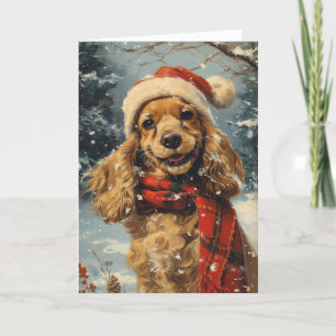 Cartes Pour Fêtes Annuelles Cocker Spaniel vintage Noël personnalisé